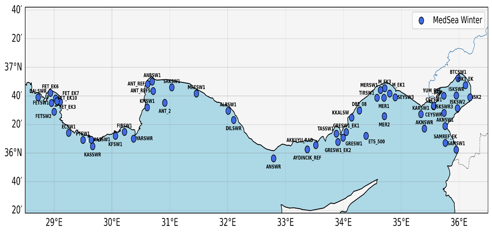 Akdeniz örnekleme istasyonları